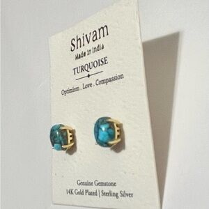 Shivam Turquoise / 14K Gold Plated Earrings